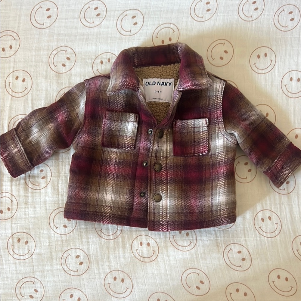 Old Navy Kids' Red and Brown Plaid Jacket